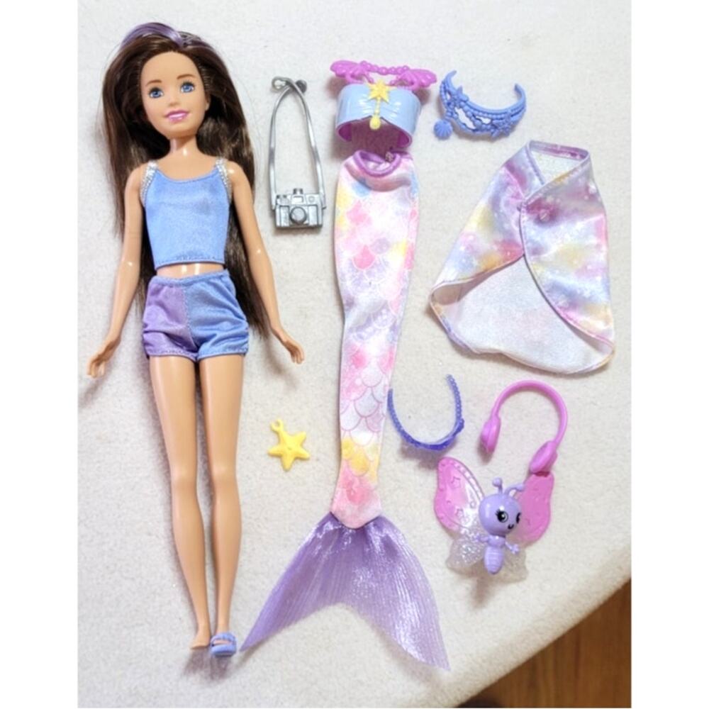 Barbie Mermaid Power Skipper Doll Purple Brown Hair Inc All Accessories Complete